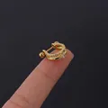 Gold plated ear cuff with double layer curved rows and micro paved cubic zirconia - Double Arc Gold Style (315-5#G)