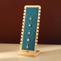 Bamboo necklace display stand with dark green velvet padding and 12 side slots for jewelry - ZM007 Dark Green Velvet