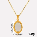 Detail view of 304 stainless steel golden necklace with white shell pendant dimensions - Gold Mother of Pearl Necklace Set (S1996-G-W-N22)
