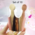 10er-Set goldene Glitzer-Papierkronen für Kindergeburtstage und Partydekorationen - Roségoldfolie Stil