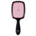 Hollow-out hairbrush for styling with black handle and pink honeycomb vents - Black Handle - Pink