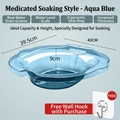 Bain de siège ergonomique bleu aqua pour soins post-partum avec graduation 1000ml - PET / avec Crochet / Bleu transparent