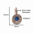 Star charm pendant with blue zircon 8mm diameter for jewelry making 14mm height - Rose Gold December
