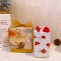 Creative strawberry cake dessert candle in glass with elegant gold ribbon gift box - Strawberry