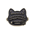 Spilla punk gatto nero stile Ouija con scritte dorate e simboli mistici magici - Meowja Nero Oro