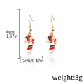 Christmas candy cane drop earrings with red bow and gold finish details - Candy Cane (D1096)