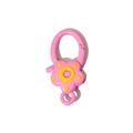 Pink flower shaped spring ring connector with yellow dots for DIY accessories - Peach