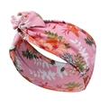 Rosa Samt-Stirnband mit Blumenmuster und gedrehtem Knotendesign für Damen - Rosérosa Blumen