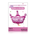 Ballon couronne rose princesse avec texte Happy Birthday pour décoration de fête - Couronne de Princesse Rose (Emballage Individuel)