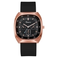 Fashionable rose gold and black Geneva watch with silicone strap and crystal indices - Black