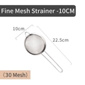 10cm stainless steel fine mesh strainer with 30 mesh density and long handle - Mesh Strainer - 10cm (30 Mesh)