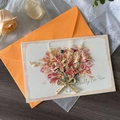 Handmade greeting card with 3D dried flowers and a premium orange envelope - Style 5-Specially For You Bouquet