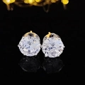 Elegant butterfly zircon earrings with round faceted crystal studs and silver metal - Crystal White (E4902)