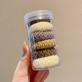6-piece mixed beige and brown elastic hair ties set in a clear plastic jar - 6 Pieces in Jar / 3# White & Coffee Mixed