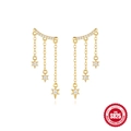 S925 sterling silver gold plated star tassel earrings with white zircon accents - 925 Silver / Gold #2