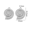 Silver stainless steel spiral shell pendant charms with detailed size measurements - Steel Color Conch-506