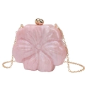 Pink floral acrylic clutch bag with gold chain and ball clasp for evening wear - Starry Pink