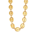 Gold plated stainless steel coffee bean link necklace for men and women - Gold Color 11mm Necklace