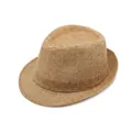 Classic brown linen fedora hat with woven texture and matching band for sun protection - M (56-58cm) / Dark Khaki