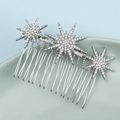 Silberner Haarkamm mit funkelnden Strasssteinen und Kristallstern-Design - Silber Stil 1