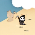 Cartoon grim reaper Halloween charm with black enamel and gold plating, 22mm x 25mm - Skeleton Reaper (C) / 10 Pieces Pack