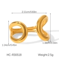 Maßangaben für den goldenen unregelmäßigen Edelstahlring mit detaillierten Abmessungen - Doppelt Verbündeter Goldener Ring (HC-R30518)