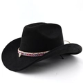 Detail of western cowboy hat featuring ethnic woven band and seashell decoration - M (56-58cm) / Black
