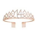 Corona di compleanno scintillante in oro rosa con numero 14 e pettini per capelli - 14 anni