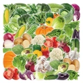 Waterproof PVC vegetable stickers set featuring corn, broccoli, and tomatoes for DIY decor - Vegetables-50pcs