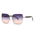 Retro butterfly gold metal sunglasses with purple gradient lenses and UV400 protection - Grey Pink