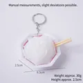 Miniature food keychain featuring noodles in a white octagonal plate with chopsticks - Original Cold Skin Noodles - Octagonal Bowl - With Keychain