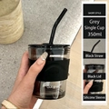 Short Grey+Black Lid+Black Straw+Sleeve