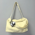 Sac de sport jaune pâle avec pendentif panda mignon et bandoulière réglable en nylon - Jaune + Panda