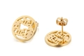 Orecchini a perno dorati con calligrafia araba traforata in stile bohémien - Calligrafia Araba Cava d'Oro (KE83127-KC)