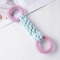 Rosa Gummiringe mit blauem Baumwollseil-Kauspielzeug für kleine Hunde - Doppelter Stachelring-Griffseil / 30cm (Nr.1) / Rosa Blau Patchwork Kariert