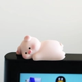 Cute pink pig resin ornament in lying posture for car monitors and desktop screens - Type C Lying Pig