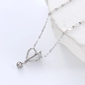 Collar minimalista de acero plateado con corazón, piedras de circón y cierre tipo OT - Color Acero
