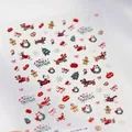 Stickers ongles 3D de Noël avec motifs de chiens mignons et bonhommes de pain d'épice - Chiot Joyeux Noël en Relief 3D