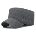 Men's winter adjustable cadet cap in dark grey tweed with protective ear flaps - Adjustable / Gray