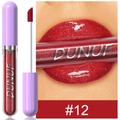 Lucidalabbra glitterato idratante professionale DUNUF nella tonalità rosso brillante #12 - 12 Rosso Scuro Scintillante