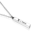 Detailed shot of silver Taurus zodiac pendant necklace with polished cylinder finish - Silver Taurus
