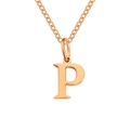 Elegant rose gold plated letter P pendant on minimalist stainless steel chain necklace - Letter P / Rose Gold