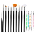 Set nail art da 20 pezzi con 15 pennelli neri e 5 penne per puntini di diversi colori - Set per Nail Art TZ03