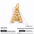 18K vergoldeter Edelstahl Buchstabe A Anhänger mit weißen Zirkonia Steinen - Buchstabe A Stil (PJ91341A)