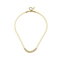 Collana a catena piatta in oro con pietre preziose circolari e chiusura a moschettone - Collana in Zirconia Bianca Oro (D608)