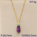 Collana in acciaio al titanio dorato con pendente a melanzana viola smaltata - Melanzana Viola (KN292099-Z)