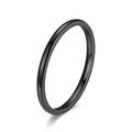 Minimalist 2mm black stainless steel ring band with a polished finish for stacking - US 5 / Black