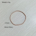 Detail of rose gold stainless steel elastic bracelet with 2.5mm polished beads - Rose Gold 2.5mm