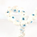 Perle a cuore in ceramica blu e bianche con malocchio per gioielli fatti a mano DIY - 13x14mm / Bianco
