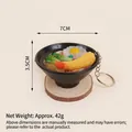 7cm realistic ramen bowl keychain with tempura and egg details on a wooden base - Tempura Egg Noodles Keychain